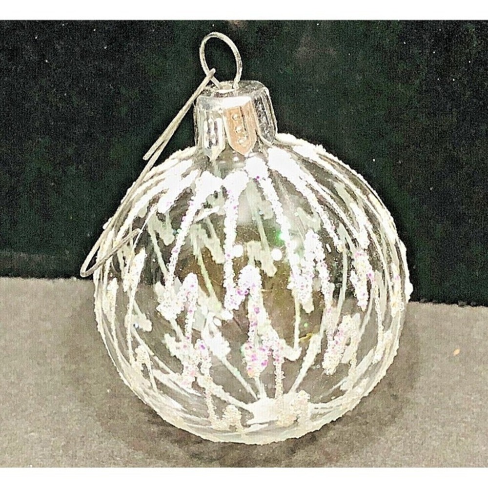 European Glass Christmas Ornaments Set of 8 Clear White 7331 Commodore Hand Xms